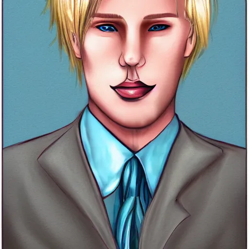 Prompt: portrait of a blond man by paradise008