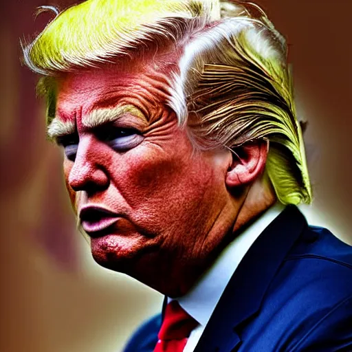 Image similar to Super Saiyan Donald Trump, 2016 photograph, photo