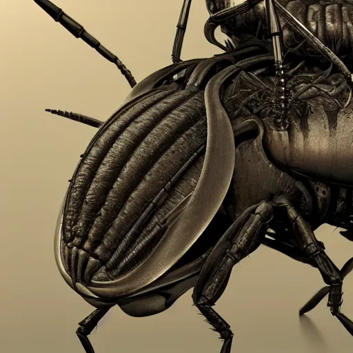 Prompt: a close up of a fake insect on a stick, a computer rendering by h. r. giger, trending on zbrush central, neoplasticism, zbrush, reimagined by industrial light and magic, # vfxfriday