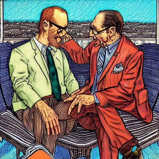 Image similar to The Artwork of R. Crumb and his Cheap Suit Dr. Frank tells you to have more relations, pencil and colored marker artwork, trailer-trash lifestyle