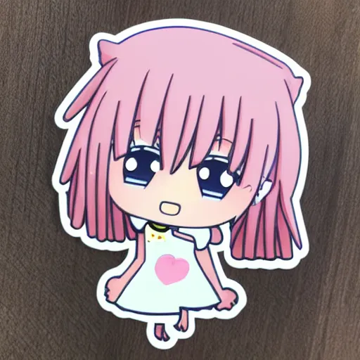 Prompt: die cut sticker of anime chibi kawaii cute tsundere houseplant