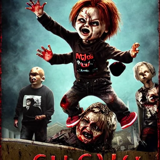 Image similar to Chucky versus Zombies movie poster