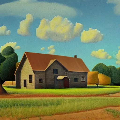 Prompt: UHD photorealistic Original Lost Grant Wood artwork