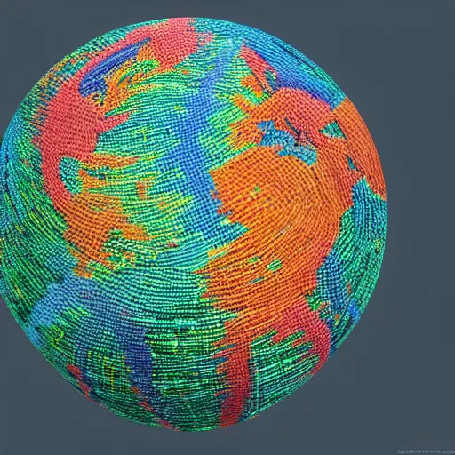 Image similar to planet made out of interconnected colorful rubber bands, photo, portrait, intricate, 8 k highly professionally detailed, hdr, cgsociety