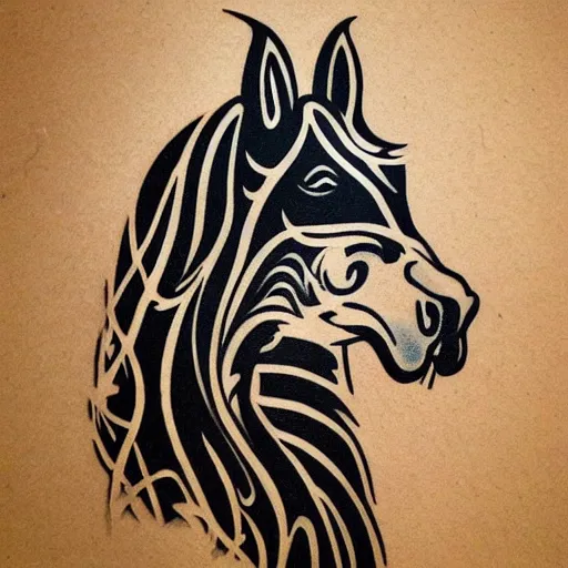 Prompt: A portrait of Bojack horseman.. tattoo design. stencil. tattoo stencil