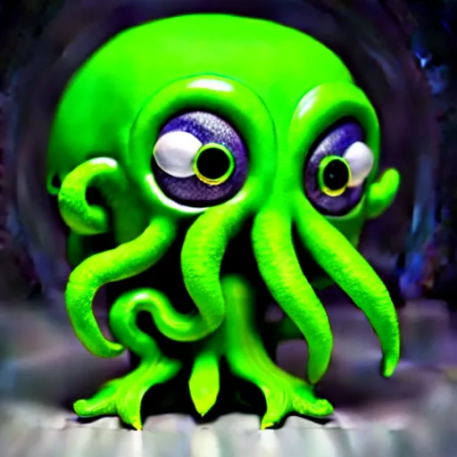 Image similar to ultra cute design for a Cthulhu art vinyl toy, Pixar, studio lighting, product shot 8k hd