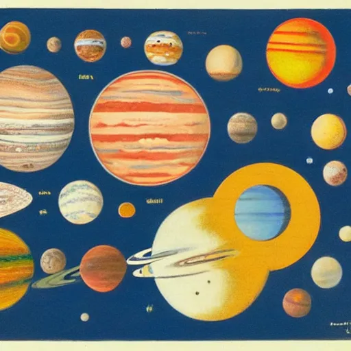 Image similar to dadaist artwork depicting the solar system