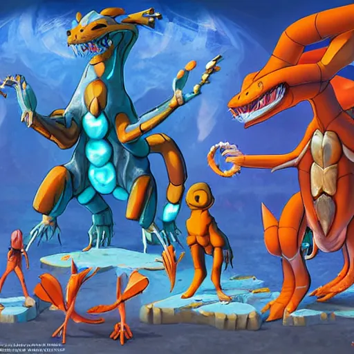 Image similar to biopunk pokemon charizard burining, Pixar style, by Tristan Eaton Stanley Artgerm and Tom Bagshaw.