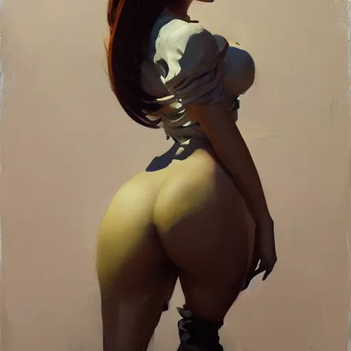 Prompt: greg manchess portrait painting of yorha type a no. 2 from behind, organic painting, sunny day, matte painting, bold shapes, hard edges, street art, trending on artstation, by huang guangjian and gil elvgren and sachin teng