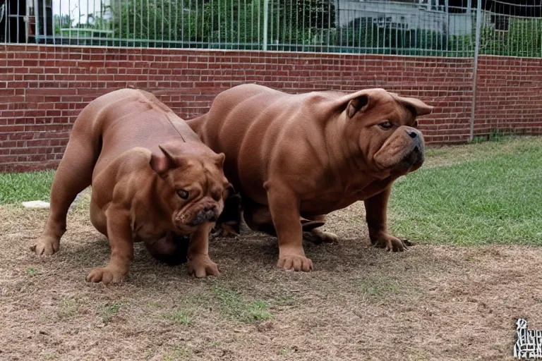 Image similar to strong muscle bull dogs posing in the yard