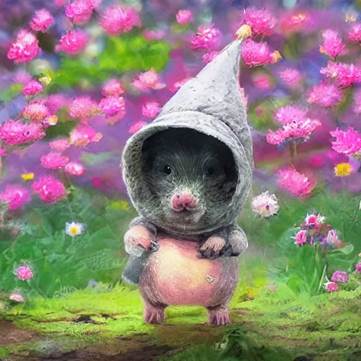 Image similar to cute and adorable miniature piggy 🐖 wearing a cute hat on garden during a summer day, chibi, anime, highly detailed, digital painting, artstation, concept art, smooth, sharp focus, illustration, art by yee chong and sydney hanson and rossdraws and greg rutkowski