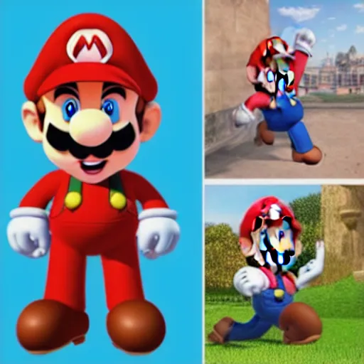 Image similar to mario but with real life human proportions
