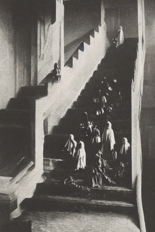 Image similar to victorian ghosts descending a staircase by alfred stieglitz albumin print 1 9 0 0 s