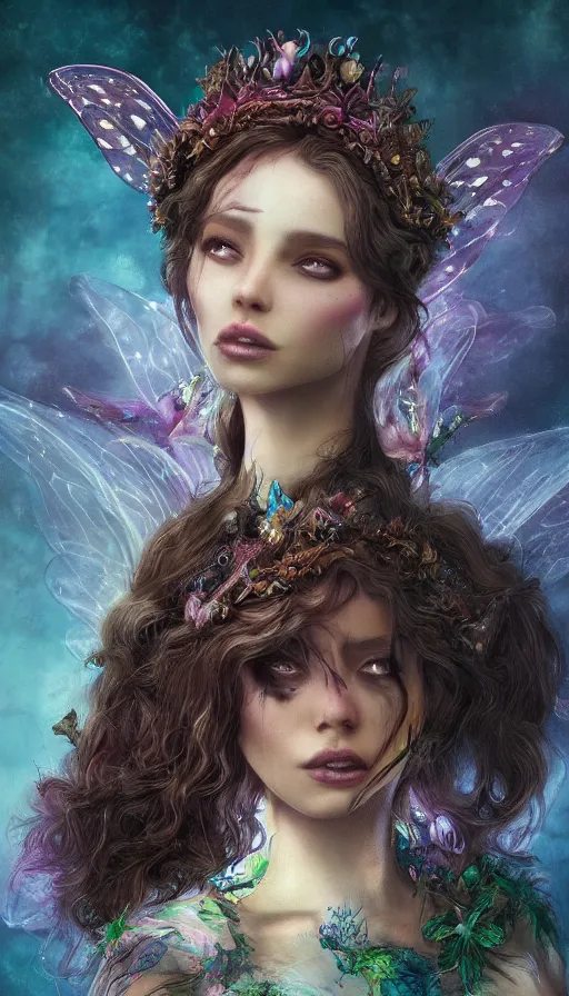 Prompt: queen of the faeries, ultra real, trending on ArtStation