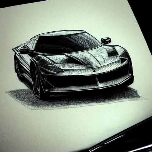 Image similar to ballpoint pen drawing of the batmobile