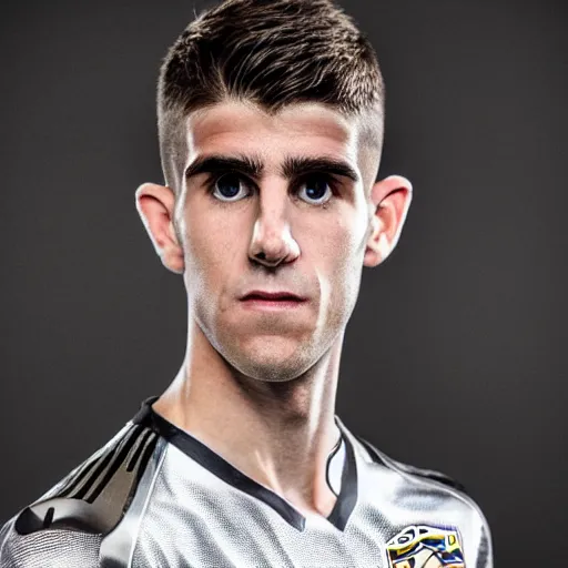 Prompt: “a realistic detailed photo of a guy who is an attractive humanoid who is half robot and half humanoid, who is a male android, Christian Pulisic, shiny skin, posing like a statue, blank stare, on display”