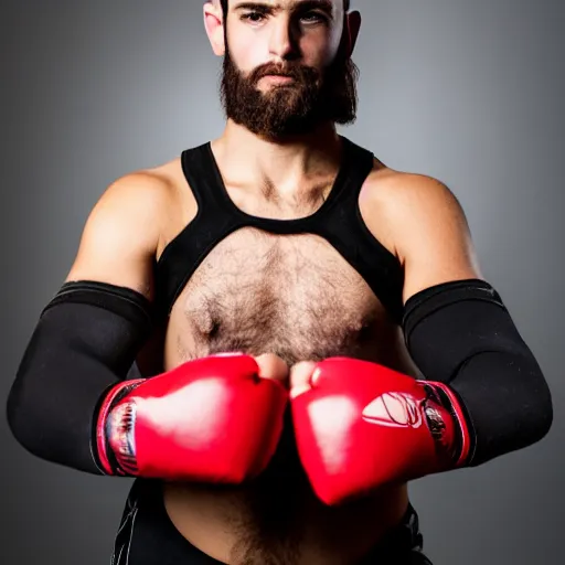 Prompt: jesus christ wearing mma gloves, studio photography