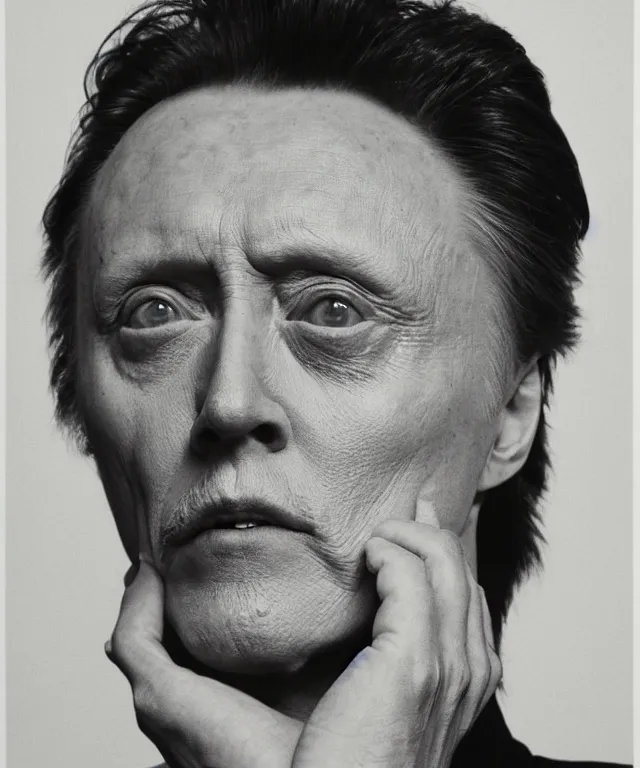 Image similar to photograph of christopher walken, by robert mapplethorpe, intense, bold, exaggerated, ultra sharp, extra details, ultra high quality, trending on pinteresst