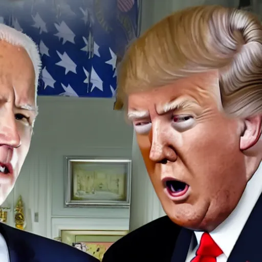 Image similar to joe biden arguing with donald trump, cctv surveillance footage, fisheye, blur