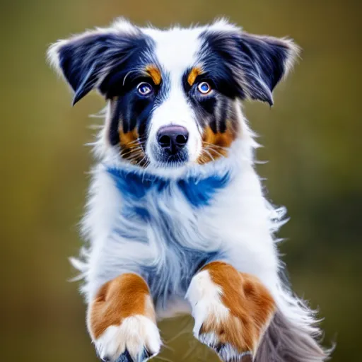 Image similar to photo of an Australian Shepherd with cool blue eyes, award winning photography