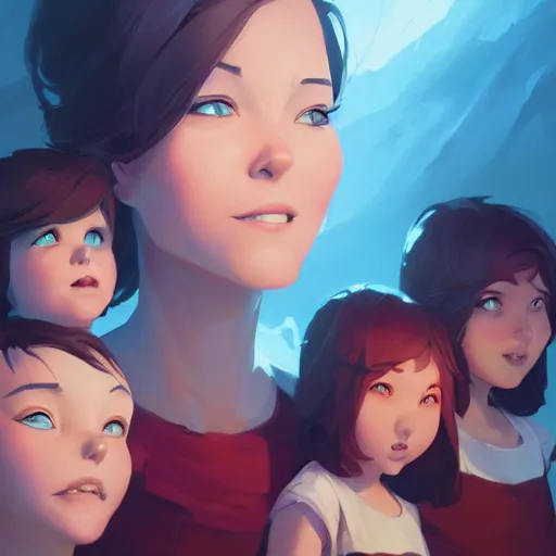 Prompt: a mother with her five daughters, beautiful faces, behance hd by jesper ejsing, by rhads, makoto shinkai and lois van baarle, ilya kuvshinov, rossdraws global illumination