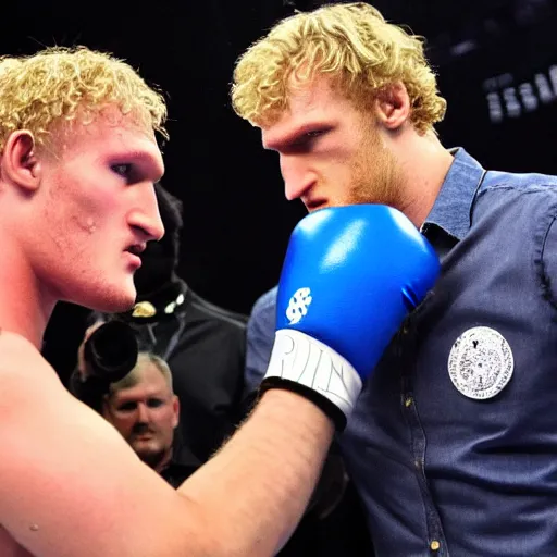 Image similar to valdimir putin boxing logan paul in the ring