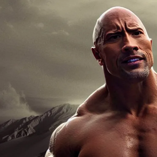 cinematic film footage of Dwayne Johnson fighting in | Stable Diffusion