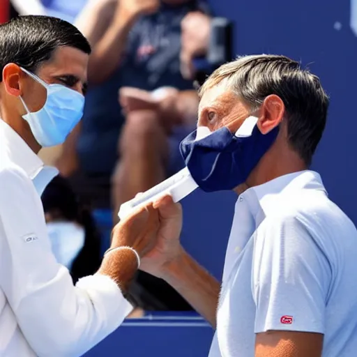 Image similar to bill gates vaccinating Novak Djokovitch at US open