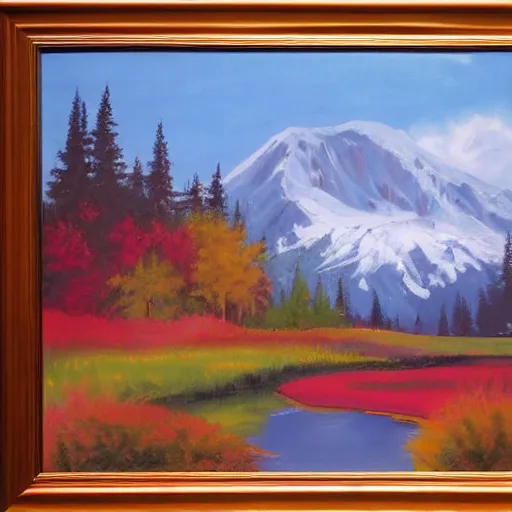 Image similar to artwork by bob ross