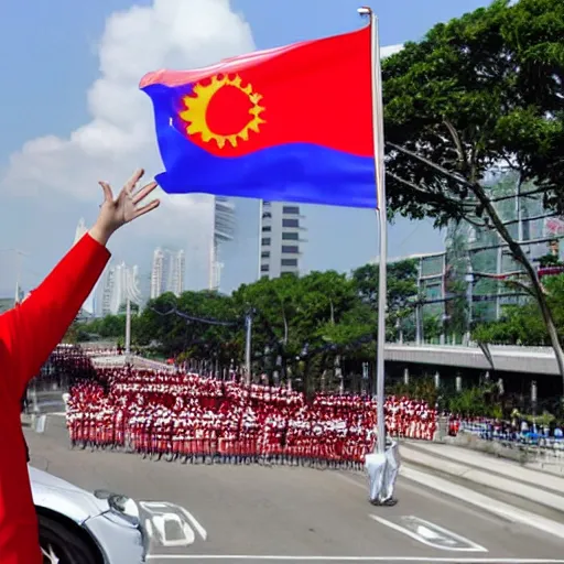 Prompt: xi jinping waving taiwanese flag