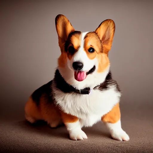 Image similar to a corgi as baby yoda, studio lighting, in the style of annie leibovitz - h 6 4 0