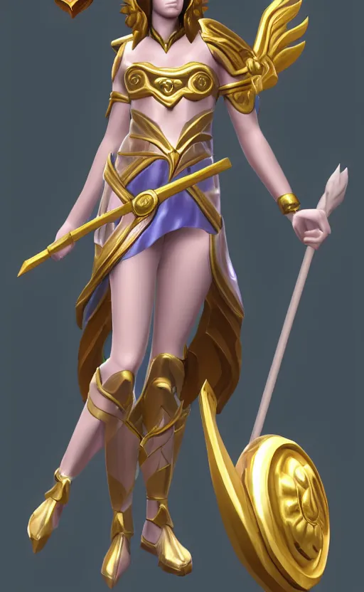 Image similar to athena greek god as a character in the game league of legends, with a background based on the game league of legends, detailed face, old 3 d graphics