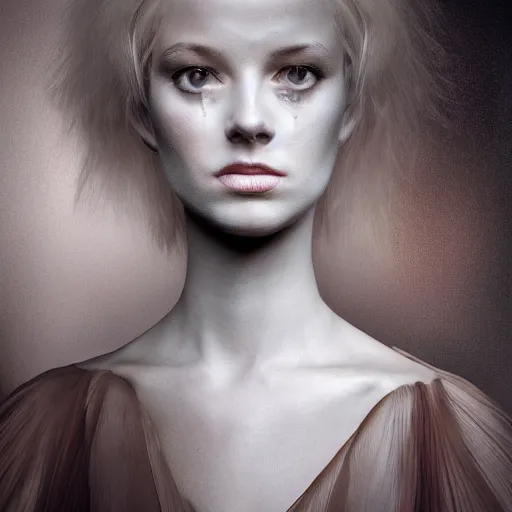 Image similar to portrait of a beautiful ghostly haunting female, depth of field, zeiss lens, detailed, symmetrical, centered, fashion photoshoot, by annie leibovitz and steve mccurry, david lazar, jimmy nelsson, breathtaking, 8 k resolution, extremely detailed, beautiful, establishing shot, artistic, hyperrealistic, beautiful face, octane render