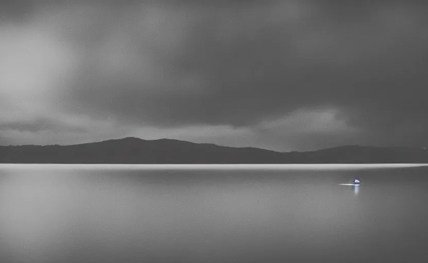 Prompt: something curious happened on lake, black swan, nostalgia mood, 80s, analogue photo quality, blur, unfocus, monochrome, 35mm