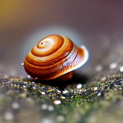 Prompt: photo of a snail, macro, bokeh