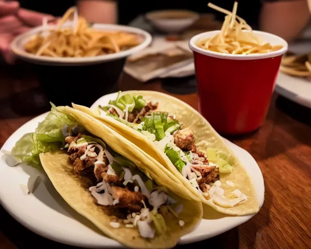 Prompt: a photo of joe biden, asian wonton tacos, at the applebee's, detailed face, ambient lighting, professional photography, 4 k ultra