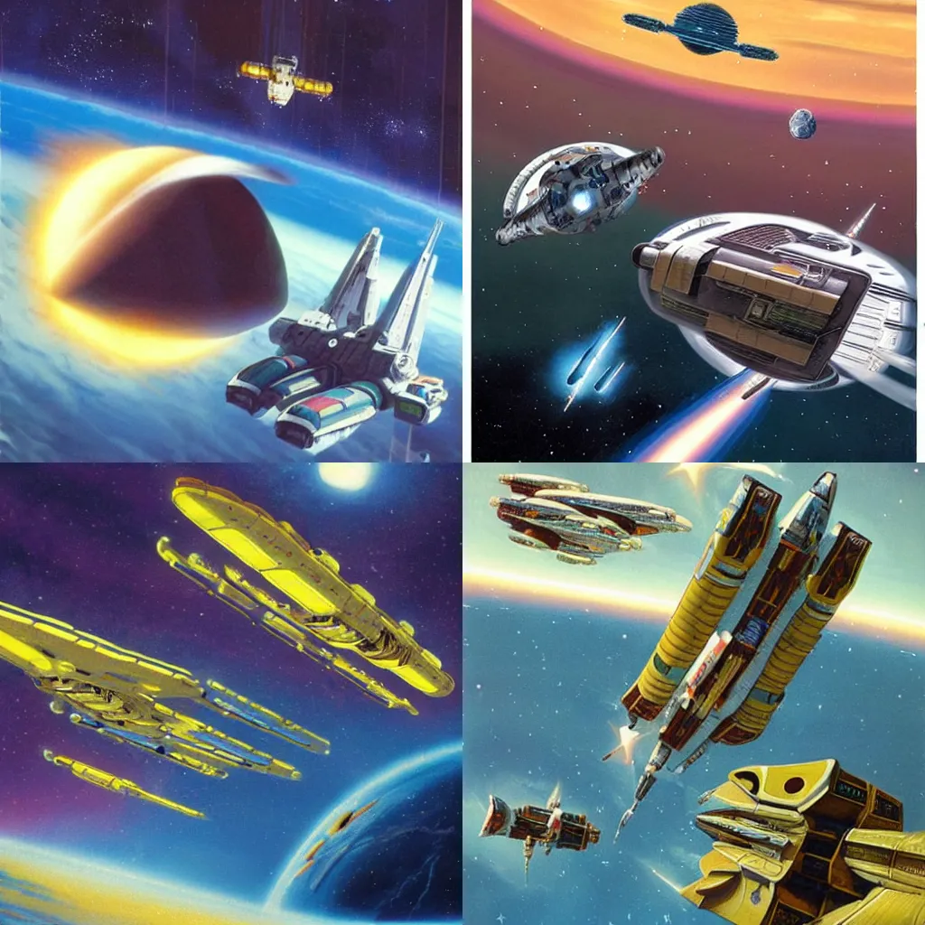 Prompt: two starship liners in space by Chris Foss, Ultra Realistic