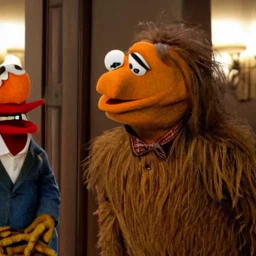 Prompt: movie still of muppets in The Shining