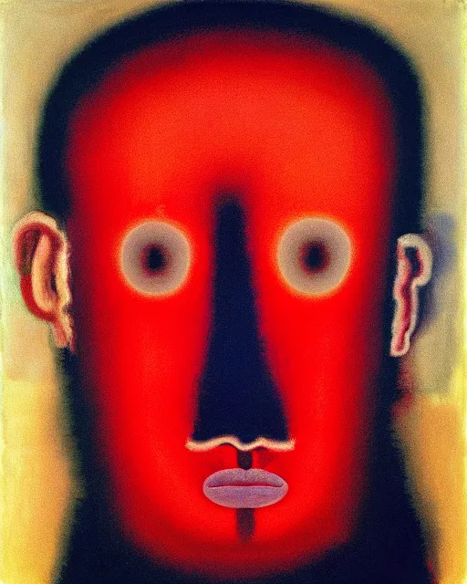 Prompt: Portrait of a human face, by Mark Rothko