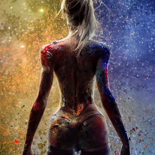 Image similar to full body pose, hyperrealistic mixed media painting of something beautiful, dim volumetric lighting, 8 k, octane beautifully detailed render, extremely hyper detailed, intricate, epic composition, cinematic lighting, masterpiece, trending on artstation, very very detailed, masterpiece, stunning, hdr, smooth, sharp focus, high resolution, award, winning photo, dslr, 5 0 mm