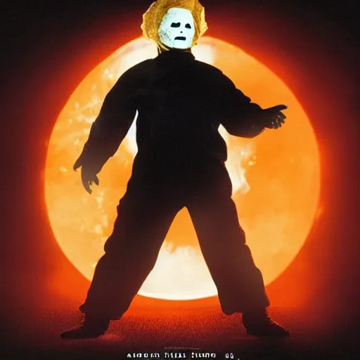 Image similar to Michael Myers from the movie Halloween highly detailed 8k hdr movie poster