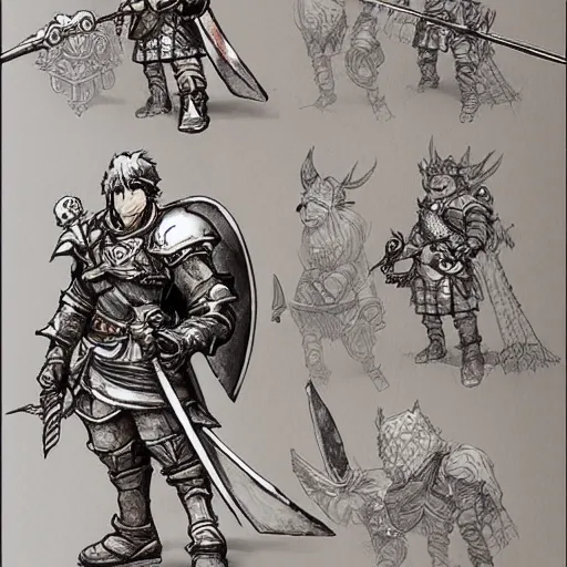 Image similar to heroic character design of anthropomorphic beaver, holy crusader medieval knight, final fantasy tactics character design, character art, pencil sketch, highly detailed, Akihiko Yoshida,