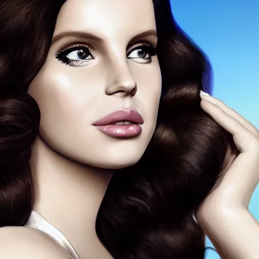 Image similar to Lana del rey in a hand cream commercial, photorealistic, detailed, studio