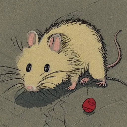 Prompt: giant rat that makes all of the rules, art by miyazaki