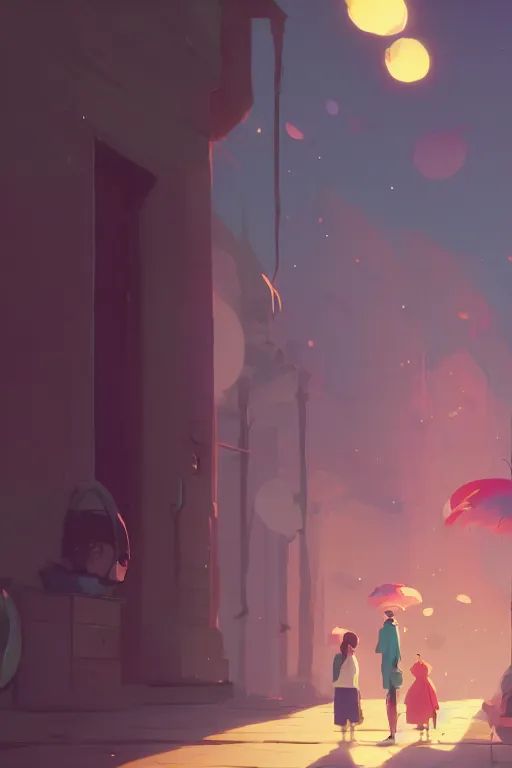 Image similar to she imagined a moment of pure bliss and everyone looked at her, cory loftis, james gilleard, atey ghailan, makoto shinkai, goro fujita, character art, exquisite lighting, clear focus, very coherent, plain background, dramatic painting