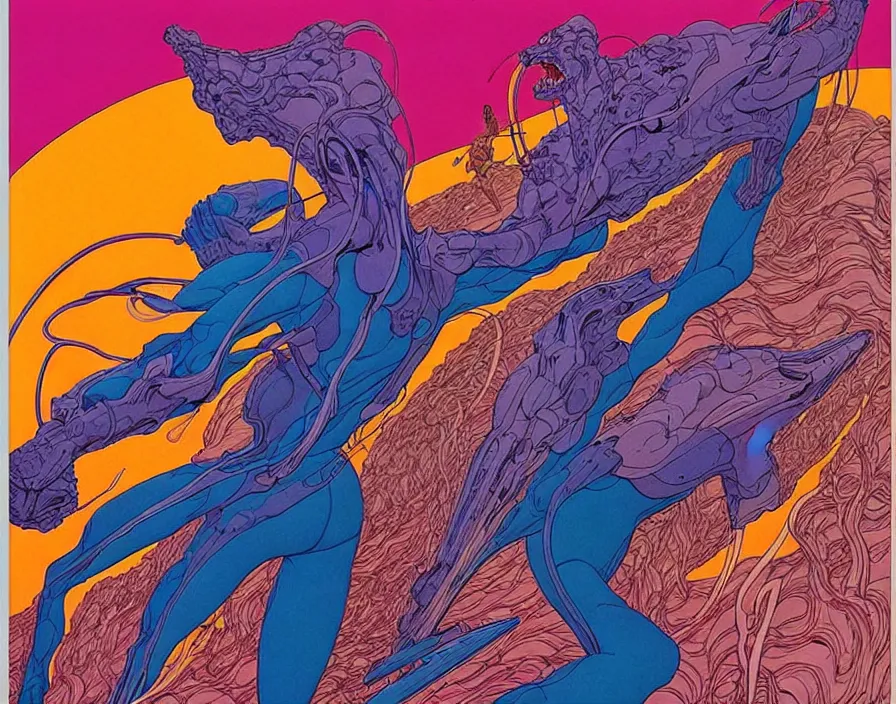 Image similar to ( ( ( ( the fury ) ) ) ) by mœbius!!!!!!!!!!!!!!!!!!!!!!!!!!!, overdetailed art, colorful, artistic record jacket design