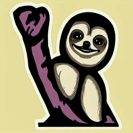 Image similar to graffiti sticker sloth design, graphic art