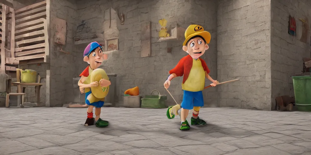 Image similar to el chavo del ocho remaster, 3 d, digital art, unreal engine