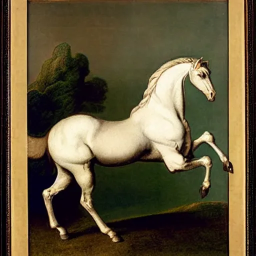 Prompt: a galloping horse by george stubbs and da vinci