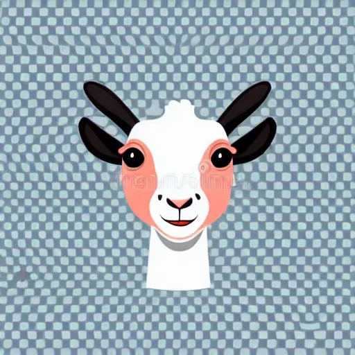 Image similar to cute goat animal, cartoon color drawing vector illustration, 2 d photorealistic flat pixar style, isolated on white background